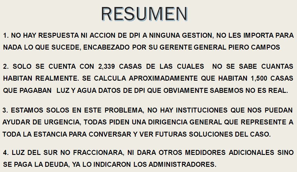 EL Problema de la Luz y el Agua en La Estancia de Lurin